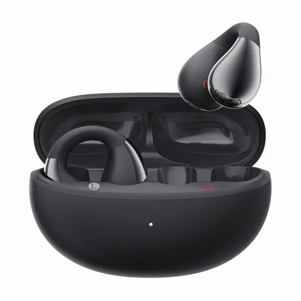 QCY Crossky C30 preto com estojo em fundo claro