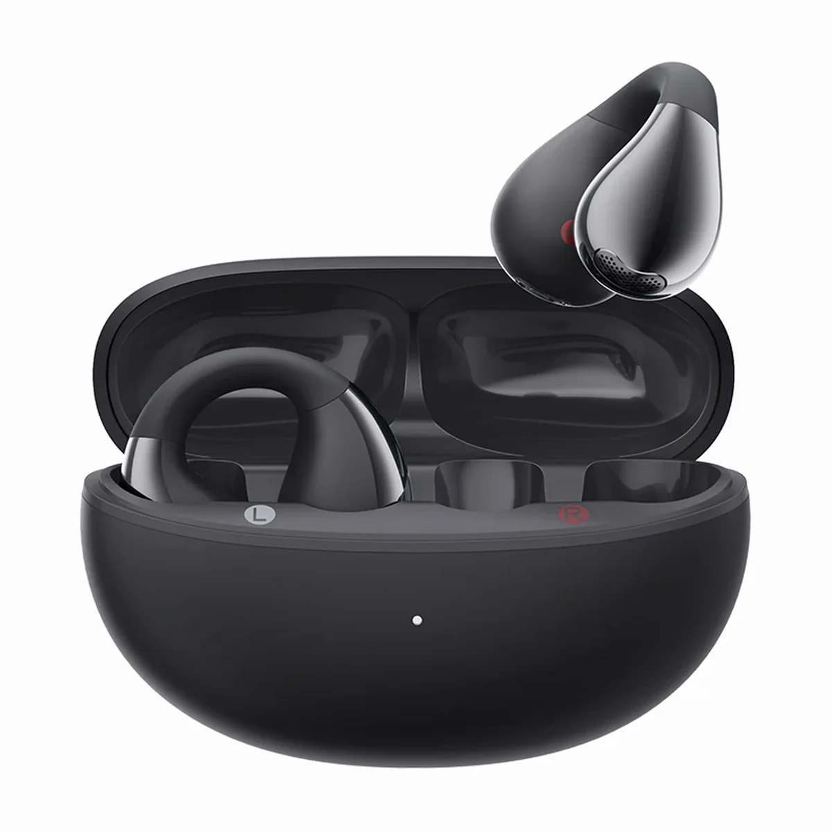 QCY Crossky C30 preto com estojo em fundo claro