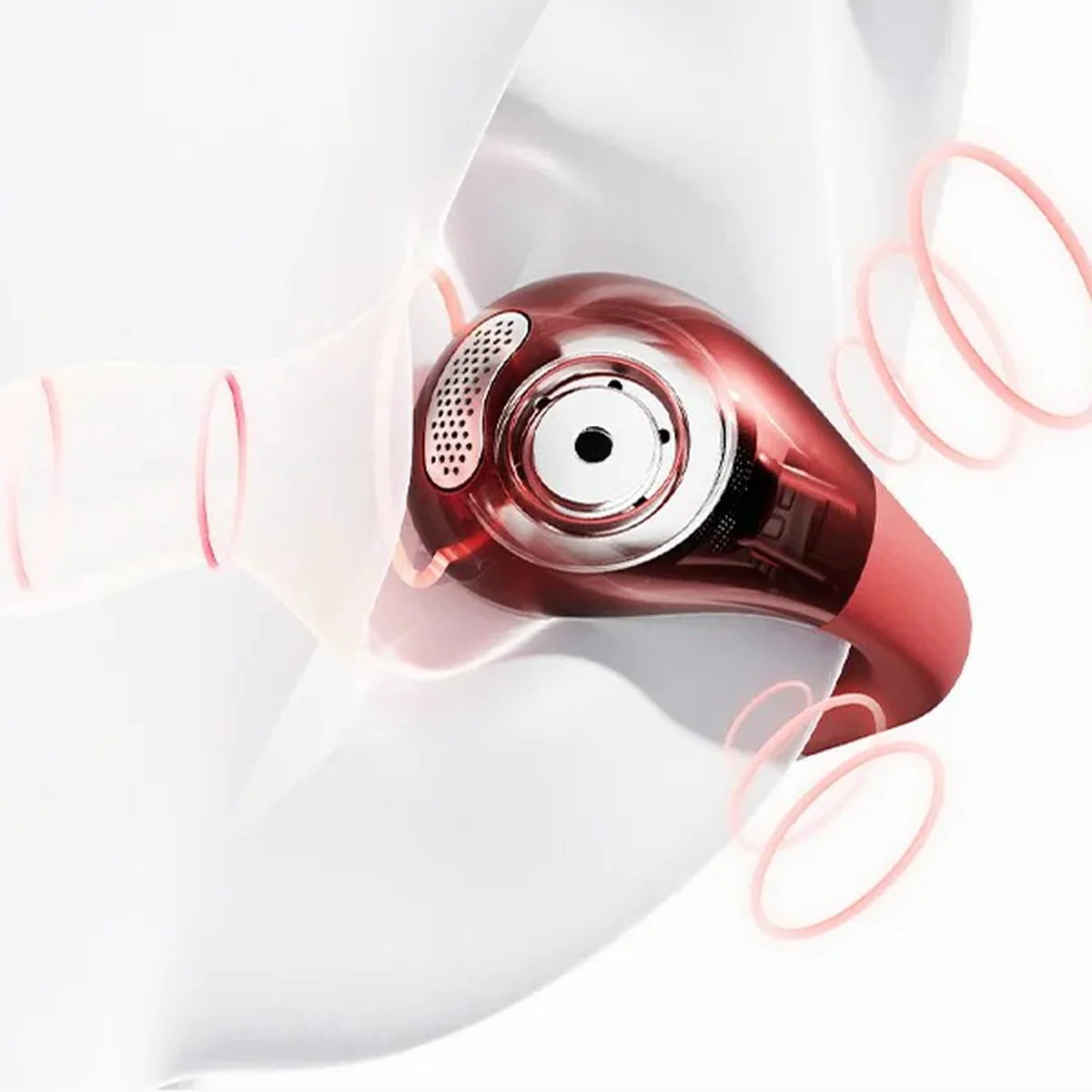 Detalhe do auricular QCY Crossky C30S vermelho